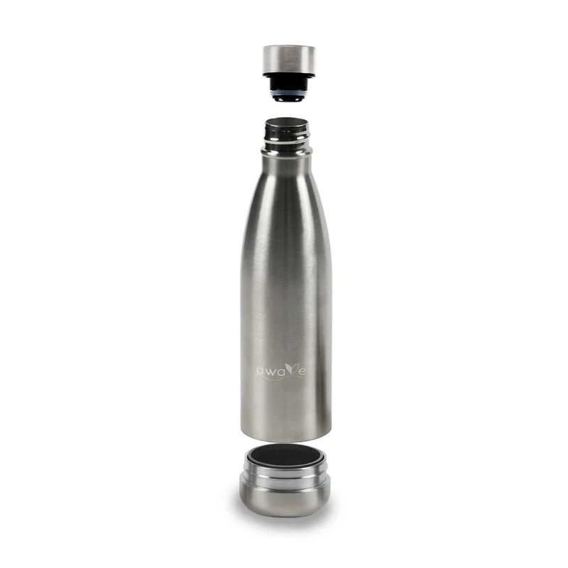 AWAVE® Thermo Trinkflaschen-Set, aus recyceltem Edelstahl, 750 ml, mit Accessoires
