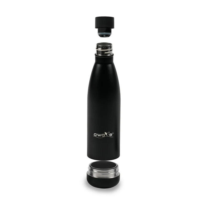 AWAVE® Thermo Trinkflaschen-Set, aus recyceltem Edelstahl, 500 ml, mit Accessoires