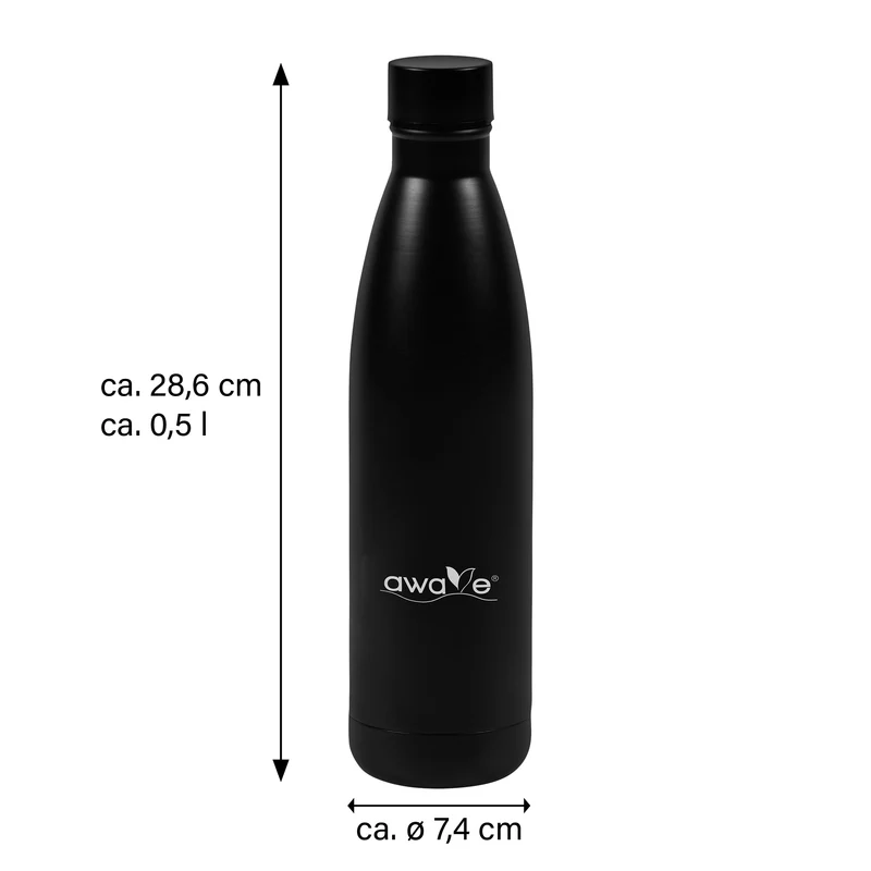 AWAVE® Thermo Trinkflaschen-Set, aus recyceltem Edelstahl, 500 ml, mit Accessoires