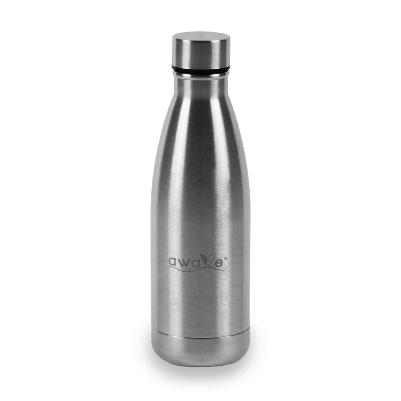 AWAVE® Thermo Trinkflaschen-Set, aus recyceltem Edelstahl, 350 ml, mit Accessoires