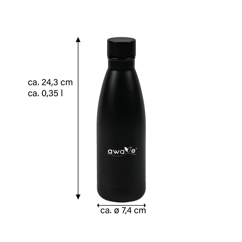 AWAVE® Thermo Trinkflaschen-Set, aus recyceltem Edelstahl, 350 ml, mit Accessoires