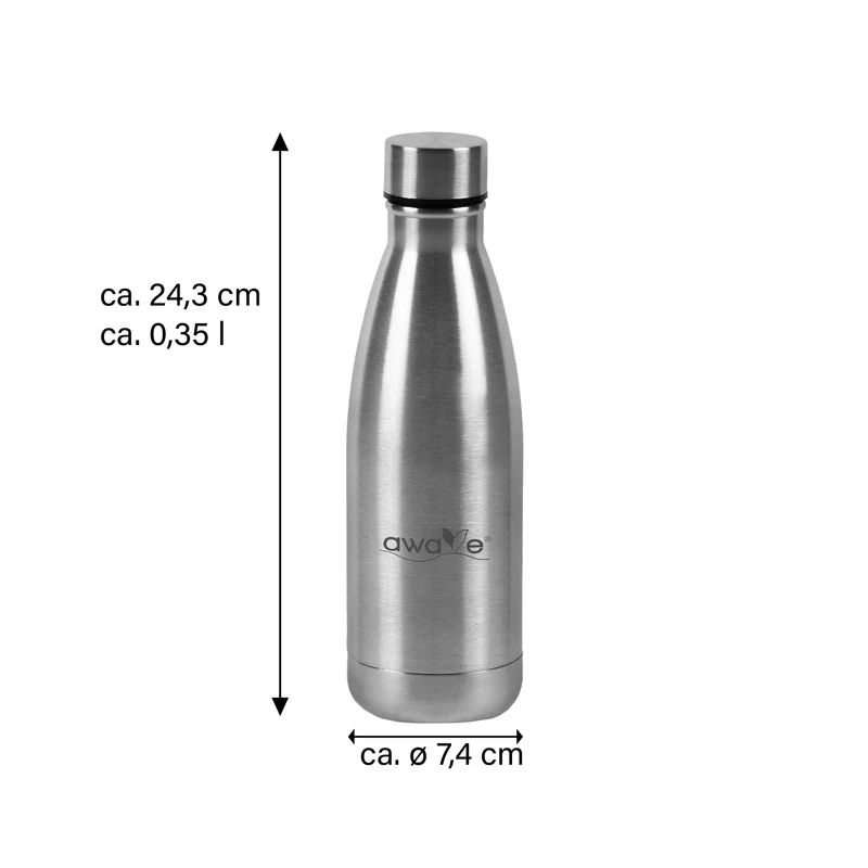 AWAVE® Thermo Trinkflaschen-Set, aus recyceltem Edelstahl, 350 ml, mit Accessoires