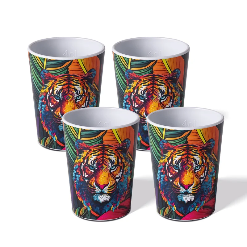 AWAVE® Shotbecher, 4 cl, aus rPET, Eichstrich bei 2 cl und 4 cl, stapelbar