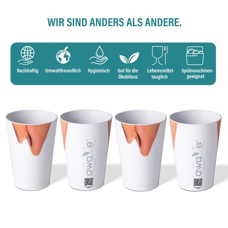 AWAVE® Becher, 400 ml, aus rPET, mit Eichstrich, stapelbar