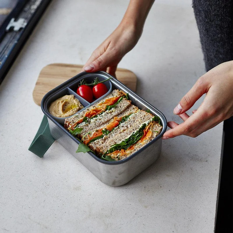 Lunchbox Edelstahl mit Bambusdeckel