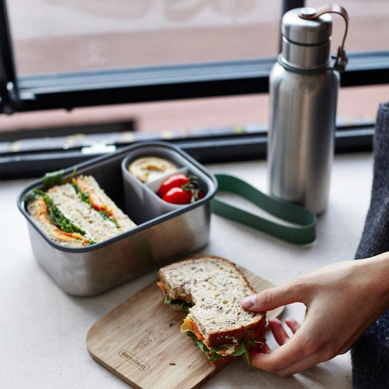 Lunchbox Edelstahl mit Bambusdeckel