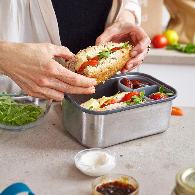 Lunchbox Edelstahl mit Bambusdeckel