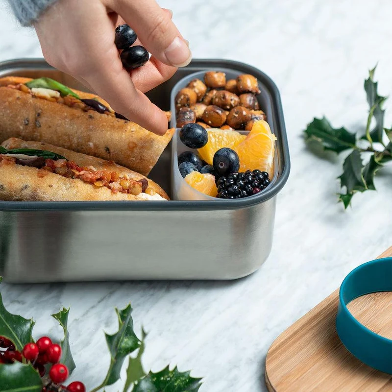 Lunchbox Edelstahl mit Bambusdeckel