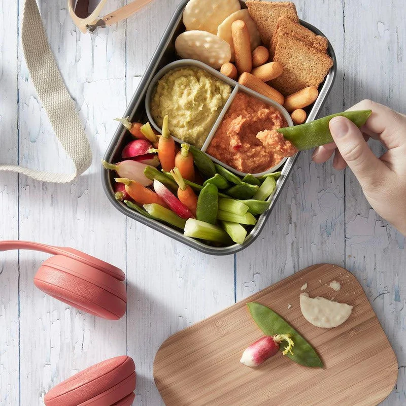 Lunchbox Edelstahl mit Bambusdeckel