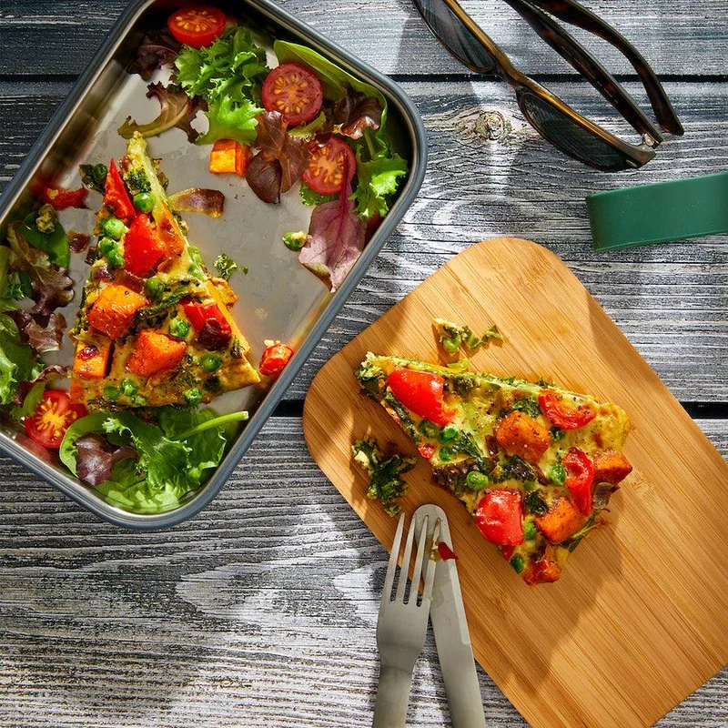 Lunchbox Edelstahl mit Bambusdeckel