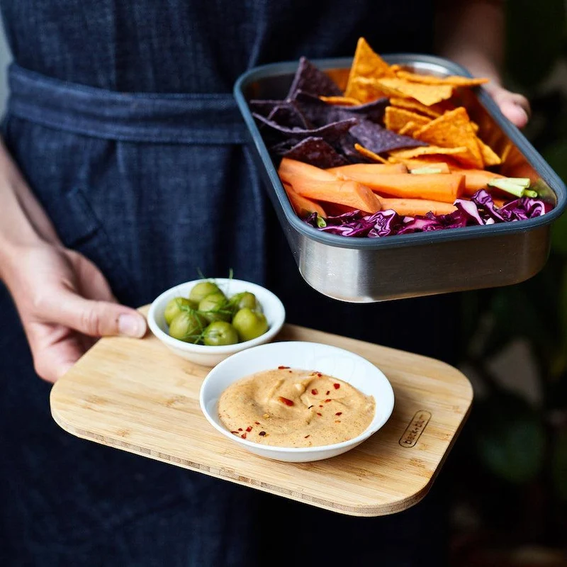 Lunchbox Edelstahl mit Bambusdeckel