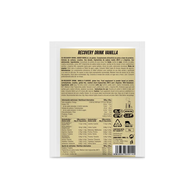 RECOVERY DRINK - Recuperador Muscular Grass Fed Monodosis 50g