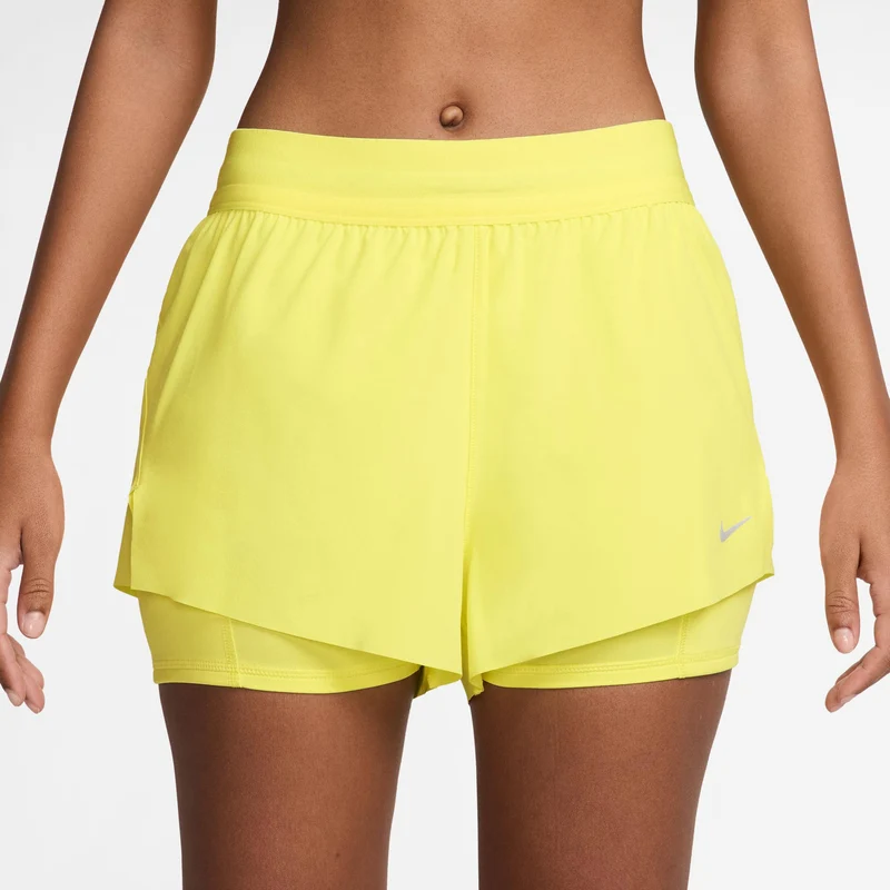 Swift 2in1 Laufshorts Damen - zitronengelb, silber