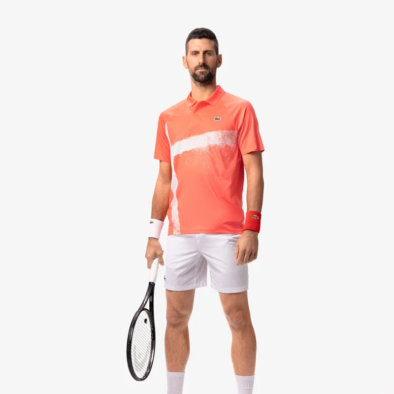 Djokovic Polo Herren-Koralle,Weiß