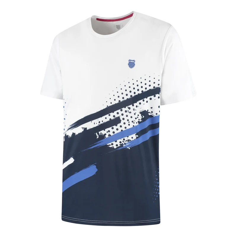 Hypercourt Print Crew Stripe T-Shirt Herren - weiß, dunkelblau