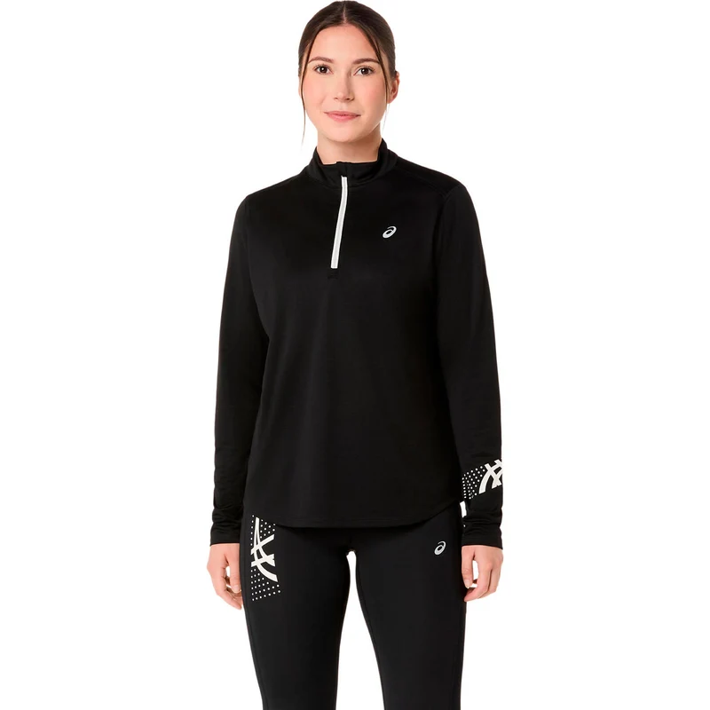 Icon 1/2 Zip Laufshirt Damen - schwarz