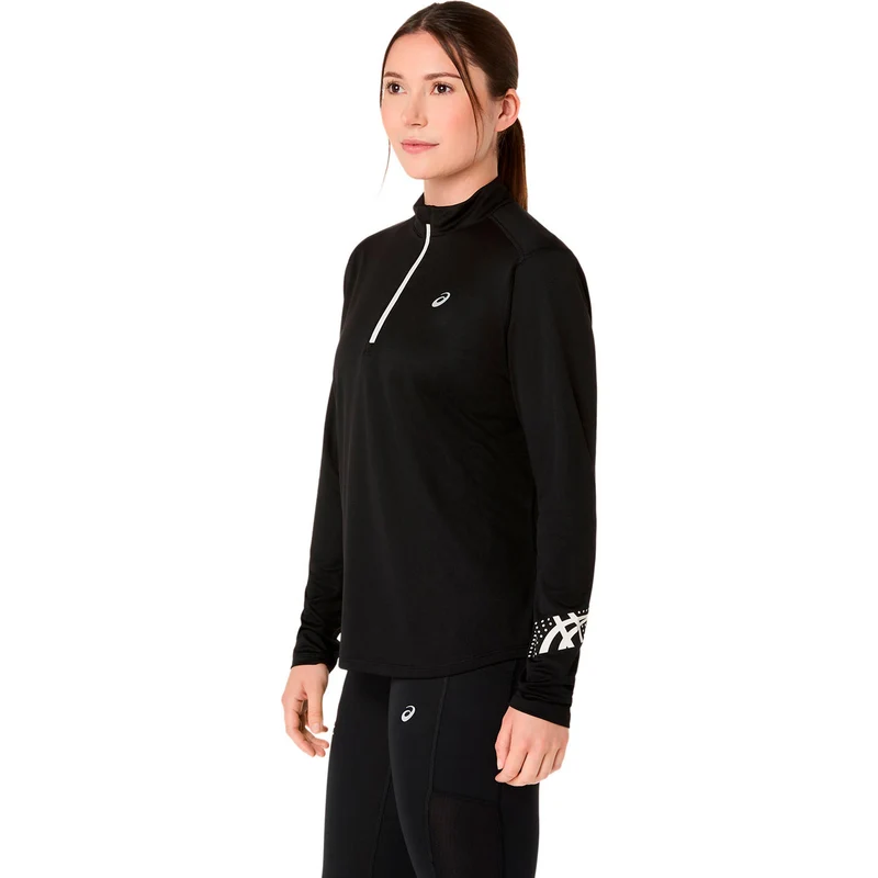 Icon 1/2 Zip Laufshirt Damen - schwarz