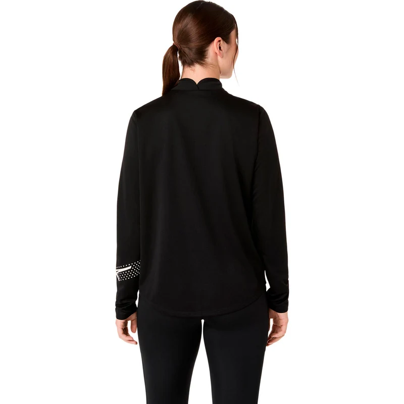 Icon 1/2 Zip Laufshirt Damen - schwarz