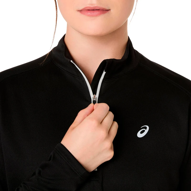 Icon 1/2 Zip Laufshirt Damen - schwarz