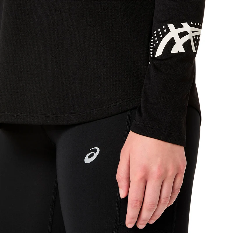Icon 1/2 Zip Laufshirt Damen - schwarz