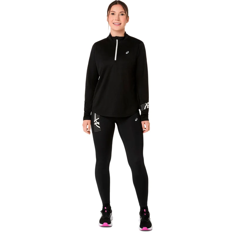 Icon 1/2 Zip Laufshirt Damen - schwarz