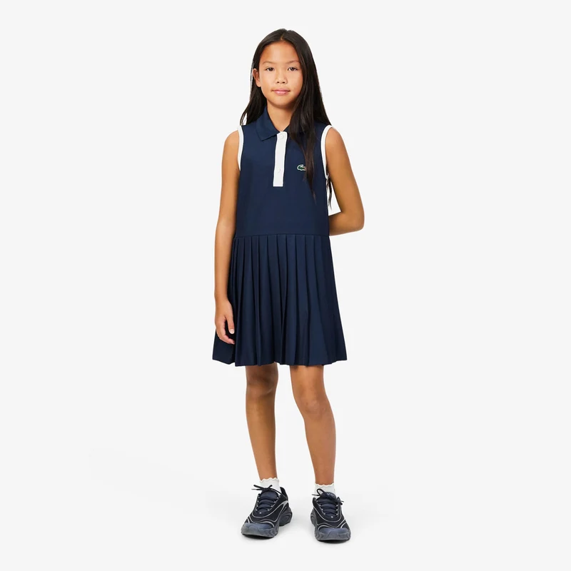 Kleid Mädchen - dunkelblau, weiß