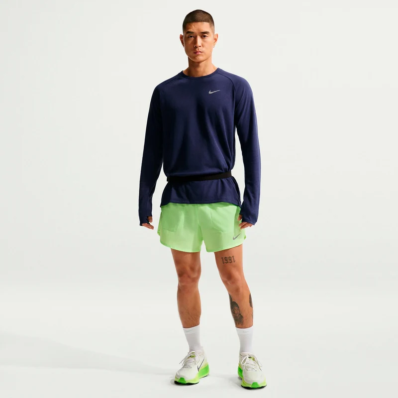 STRIDE 5IN Laufshorts Herren - hellgrün, silber