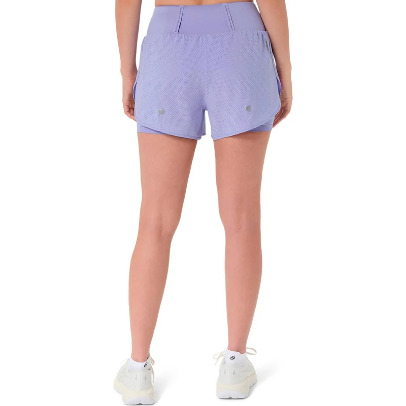 Road 2in1 3.5in Laufshorts Damen - flieder, silber