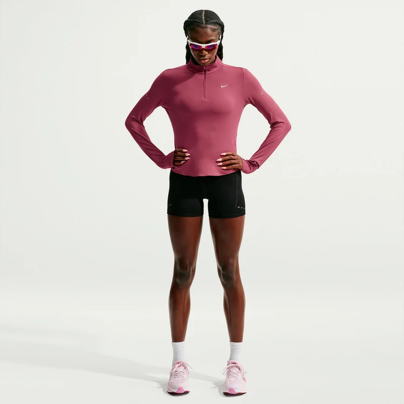 Swift Half-Zip Laufshirt Damen - mauve, silber