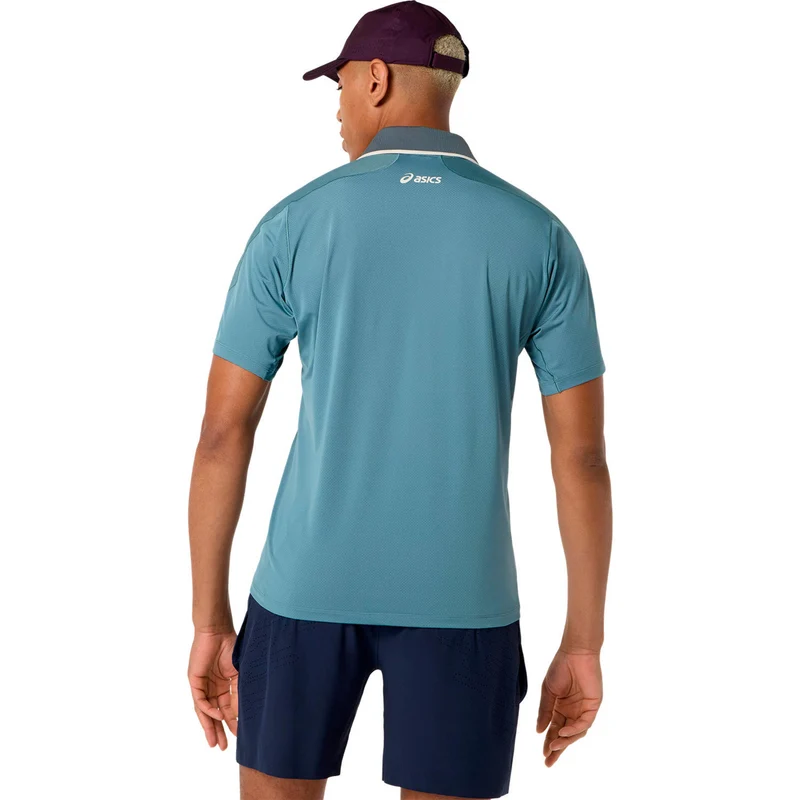 Match Jacquard Polo Herren - petrol, grau