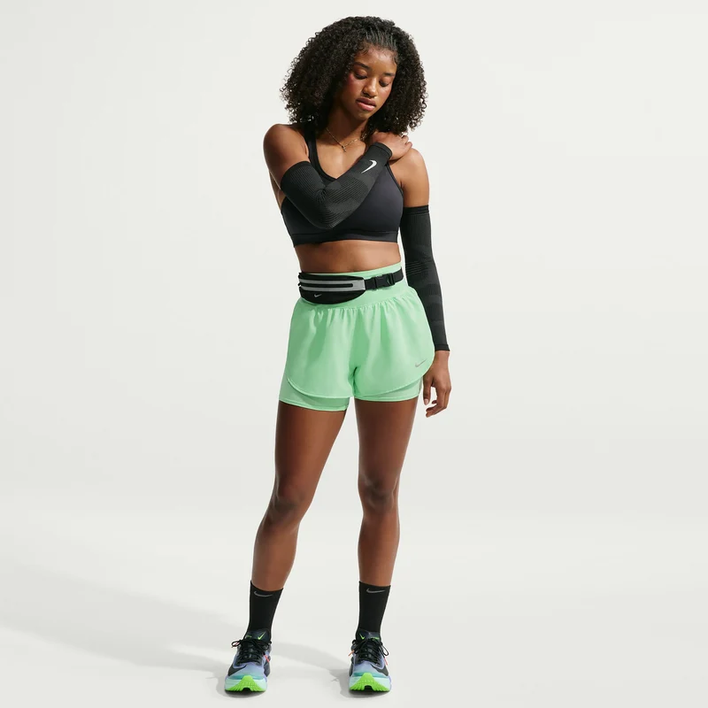 Flow 2in1 Laufshorts Damen - mint, silber