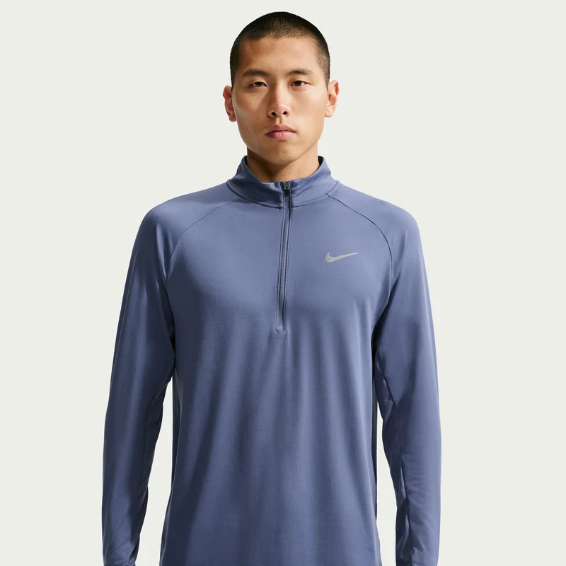 Stride Half-Zip Laufshirt Herren - blaugrau, silber