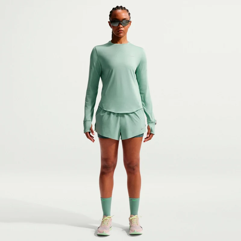 Swift 2in1 Laufshorts Damen - hellgrün, silber