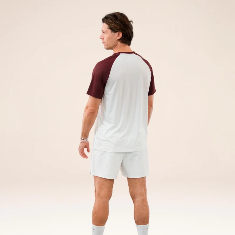 Performance Raglan Contrast T-Shirt Herren - offwhite, rot