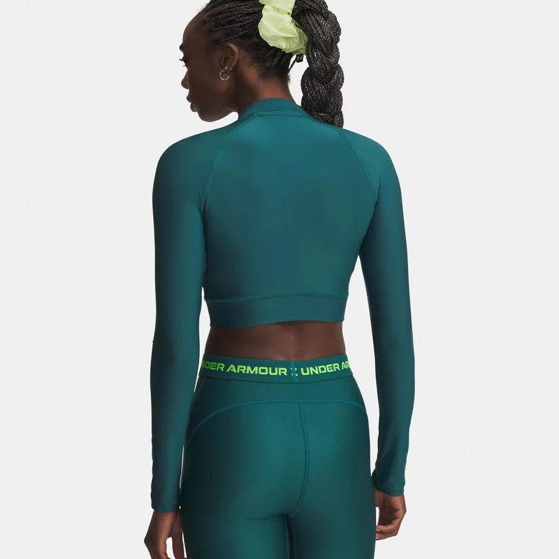 HeatGear Crop Mock Longsleeve Damen-grün, grün