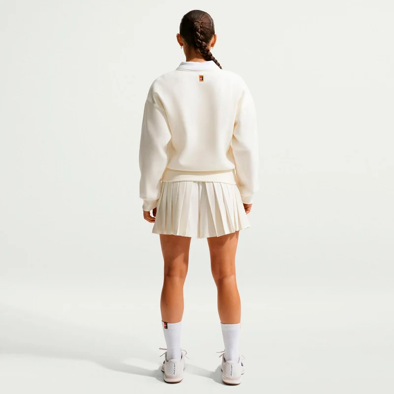 Court Fleece Crew Sweatshirt Damen-creme, dunkelblau