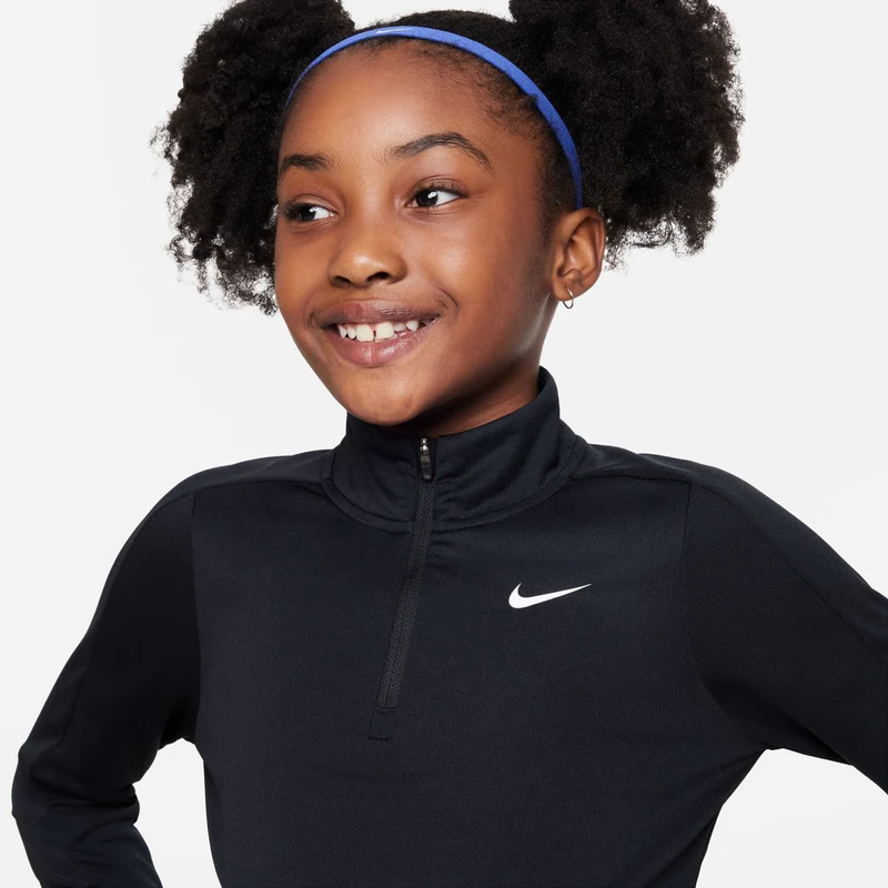 Dri-Fit Half-Zip Longsleeve Mädchen - schwarz,