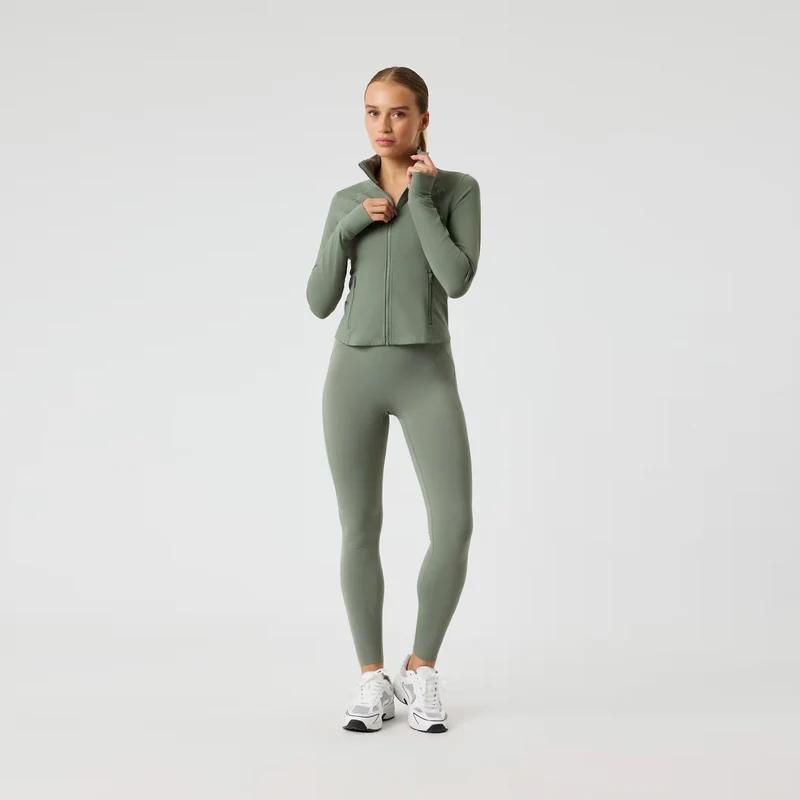 Borg Soft Zip Midlayer Longsleeve Damen - salbei