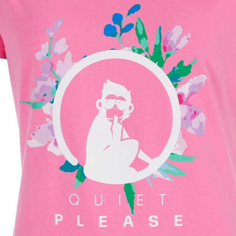 Joy Flower Logo T-Shirt Damen-pink, weiß