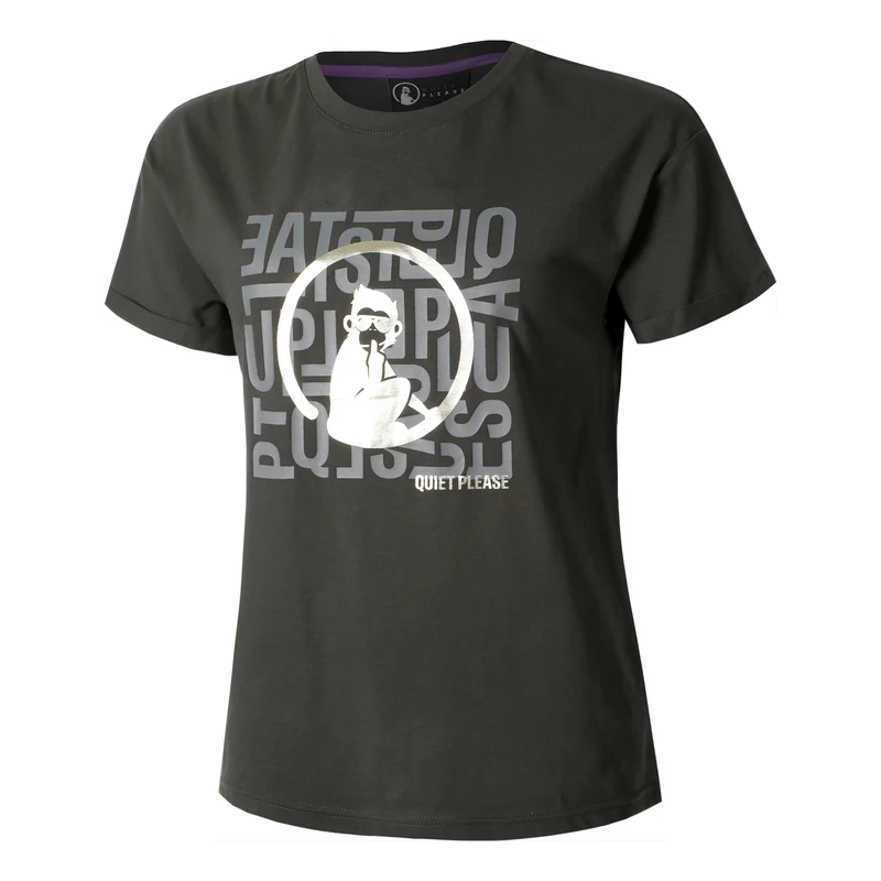 Glitter Word Salad T-Shirt Damen-Anthrazit