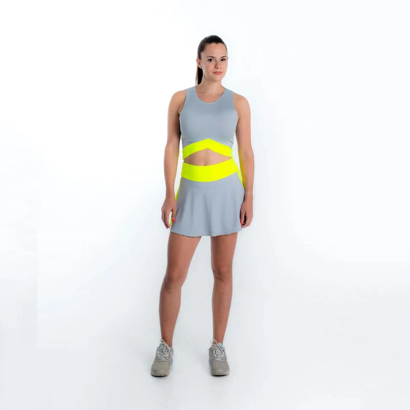 Bora Tank-Top Damen-Grau,Neongelb