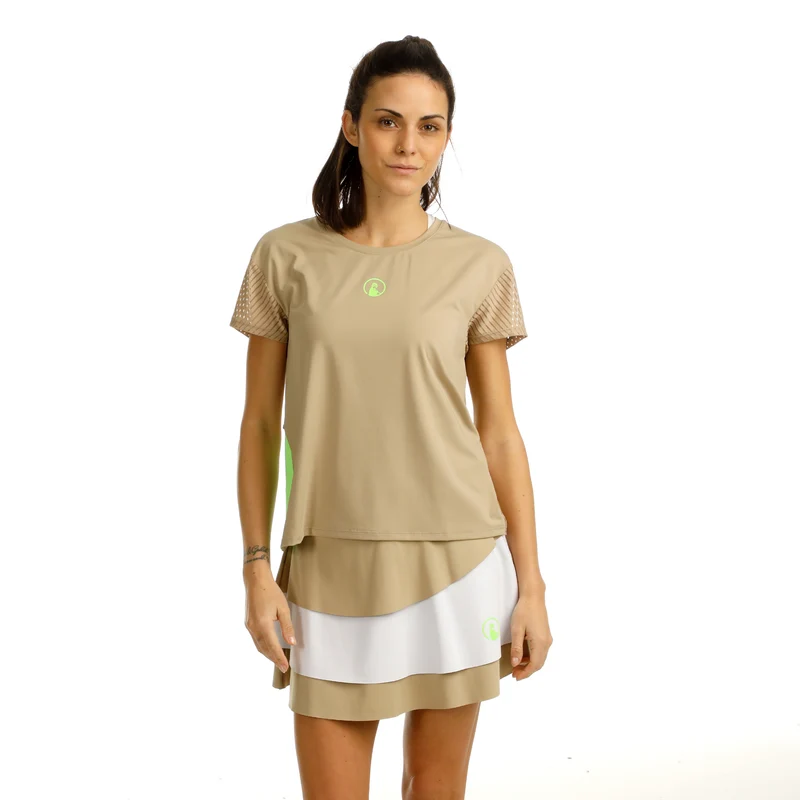 Wild Cross T-Shirt Damen-Beige,Neongrün