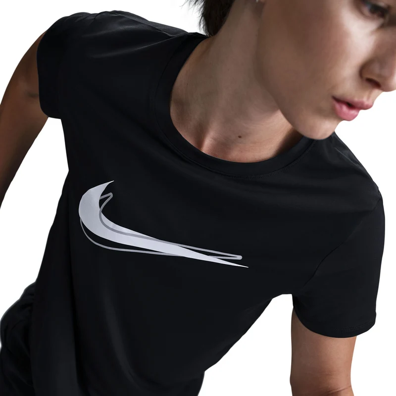 Swoosh Laufshirt Damen-Schwarz