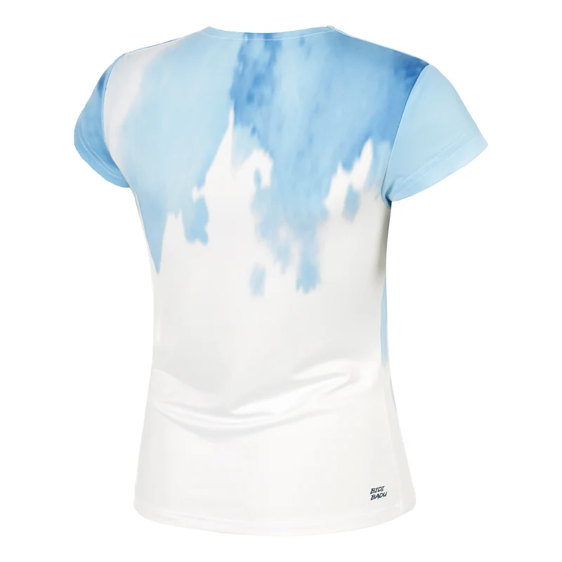 Watercolour V-Neck T-Shirt Damen-Weiß,Blau